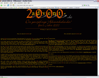 Bild: Screenshot der advent-2000-Startseite